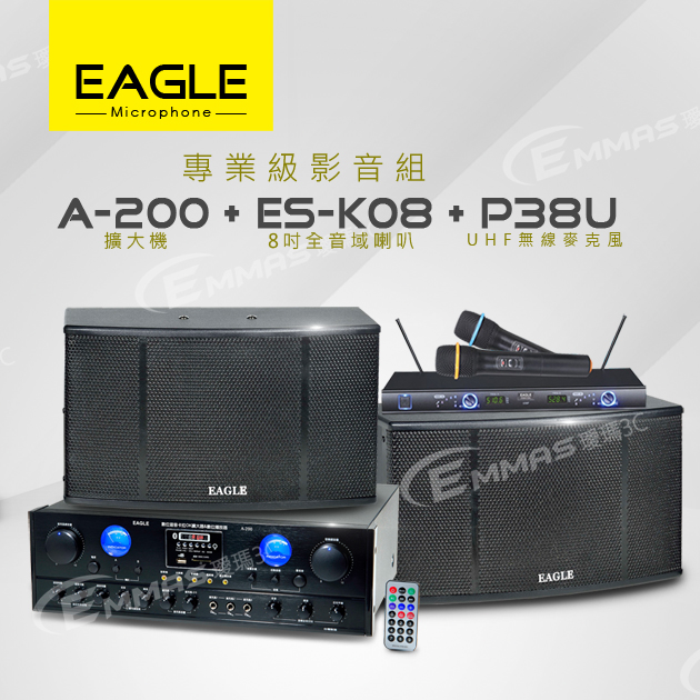 【EAGLE】專業級卡拉OK影音組A-200+ES-K08+P38U 1